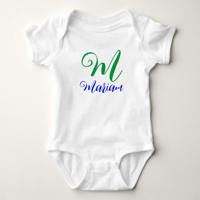 Custom Front & Back (Name & initial Letter) - Cute Baby Bodysuit (Front)