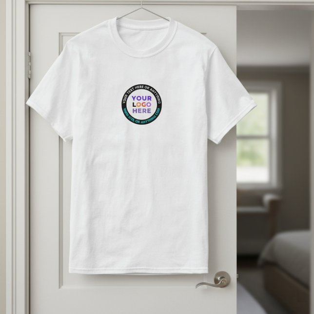 Custom Front Back Text with Simple Business Logo T-Shirt (custom logo t-shirts, personalized business apparel, branded company shirts)