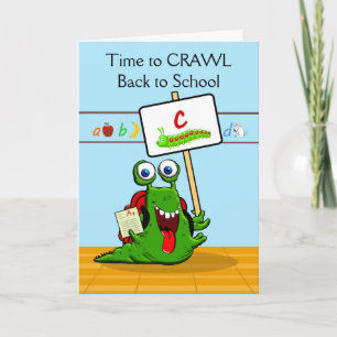 Custom Front, Back to School, Funny Caterpillar Card