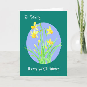 Custom Front Pretty Daffodils March Birthday Card