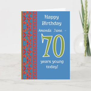 Custom Front Red Field Poppies 70th Birthday Card