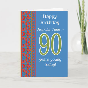 Custom Front Red Field Poppies 90th Birthday Card