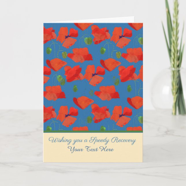 Custom Front Red Field Poppies Get Well Card (Front)