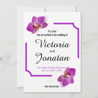 Custom Fuchsia Invitation w Orchids for Wedding