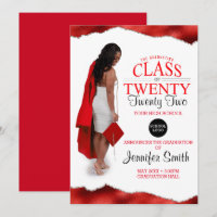 Custom Full Body Photo Red Graduation Invitation