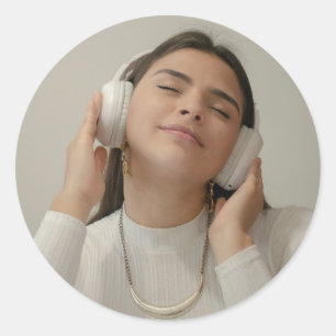 Custom Full Photo Modern Classic Round Sticker