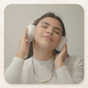 Custom Full Photo Modern Square Paper Coaster