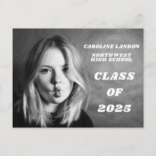 Custom Full Photo White Text Overlay Graduation Announcement Postcard