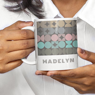Custom Fun Abstract Circles Squares Popart Pattern Coffee Mug