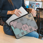 Custom Fun Abstract Circles Squares Popart Pattern Laptop Sleeve<br><div class="desc">Elegant, stylish, and eclectic minimalism contemporary design with room to customize with name monogram or initials of your choice. Perfect for the artistic hip trendsetter, vintage retro art style, or abstract digital geometric motif lover. The beautiful contemporary aqua blue, mint green, grey beige, mauve taupe, and blush pink coloured geometric...</div>