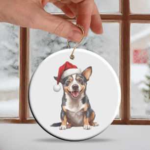 Custom Fun Australian Cattle Dog Christmas Dog Ceramic Ornament
