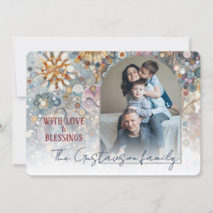 Custom Fun Colourful Abstract Snowflakes Floral Ar Holiday Card