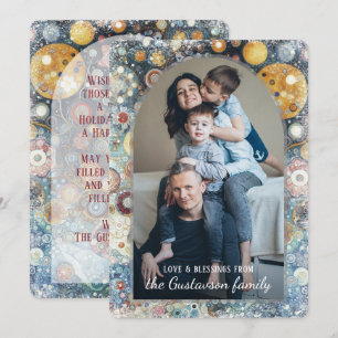 Custom Fun Colourful Abstract Snowflakes Floral Ar Holiday Card