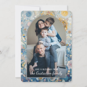 Custom Fun Colourful Abstract Snowflakes Floral Ar Holiday Card