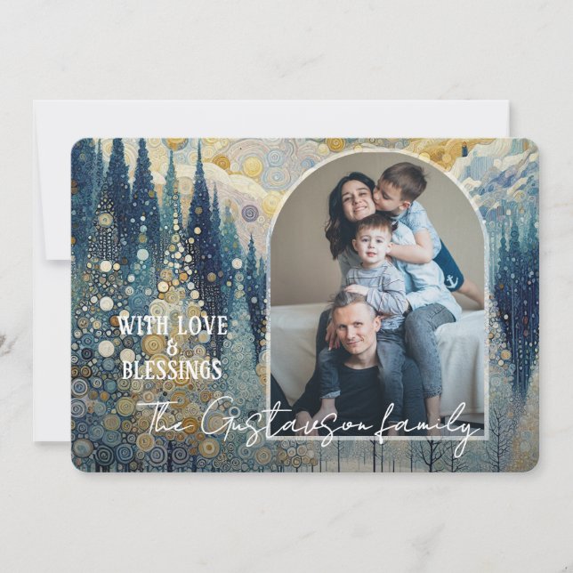 Custom Fun Colourful Abstract Winter Wonderland Ar Holiday Card (Front)