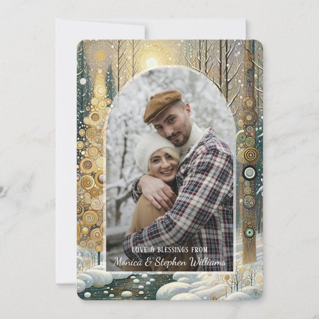 Custom Fun Colourful Abstract Winter Wonderland Ar Holiday Card (Front)