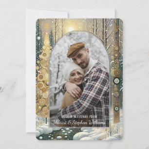 Custom Fun Colourful Abstract Winter Wonderland Ar Holiday Card