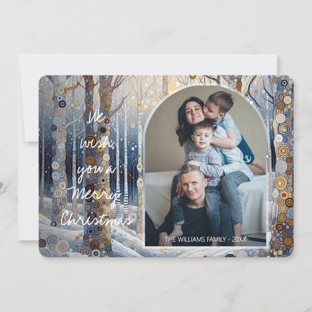 Custom Fun Colourful Abstract Winter Wonderland Ar Holiday Card (Front)