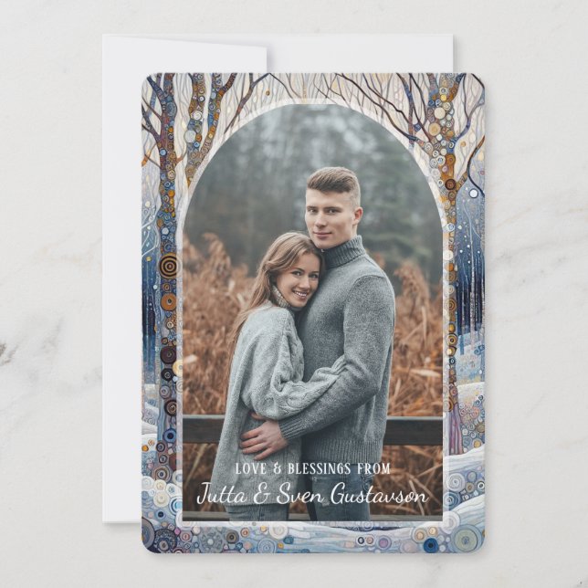 Custom Fun Colourful Abstract Winter Wonderland Ar Holiday Card (Front)