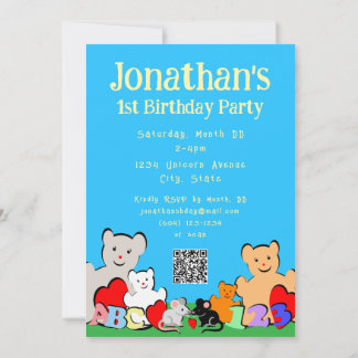 Custom Fun Cute Animals Birthday Party Invitation