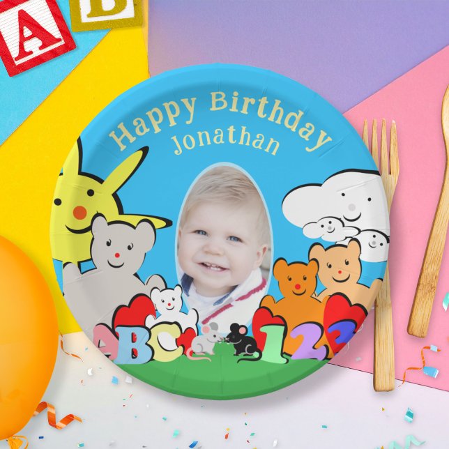 Custom Fun Cute Animals Birthday Party Paper Plate (Creator Uploaded)