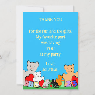 Custom Fun Cute Animals Birthday Thank You Card