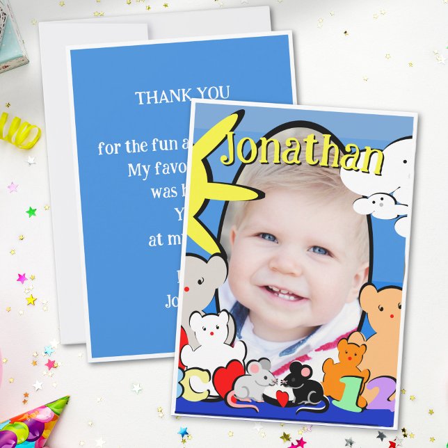 Custom Fun Cute Animals Birthday Thank You Card (Creator Uploaded)