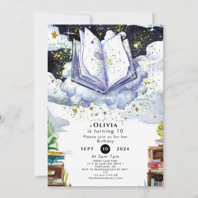 Custom Fun Enchanted Storybook Birthday Invitation (Front)