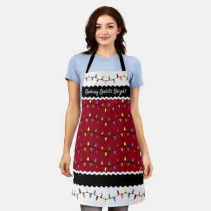 Custom Fun Festive Holiday Tree Lights Pattern Apron