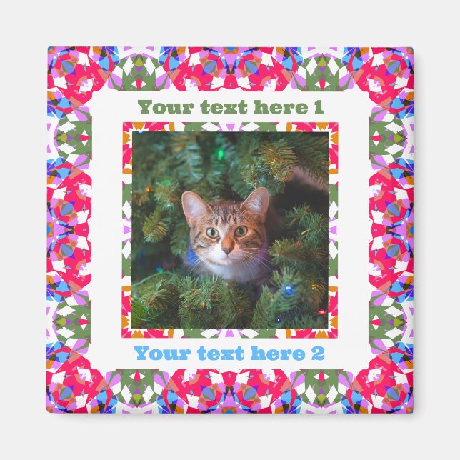 Custom Fun Jolly Red Festive Christmas Photo Gift Magnet (Front)