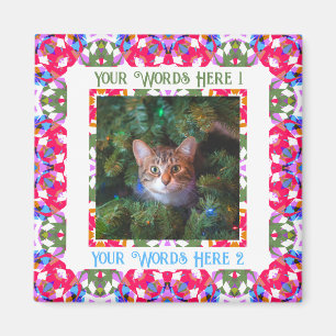 Custom Fun Jolly Red Festive First Christmas Photo Magnet