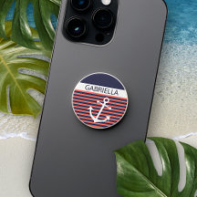 Custom Fun Navy White Coral Red Orange Striped