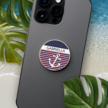 Custom Fun Navy White Light Blush Pink Striped