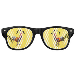 Custom Fun Party Chicken Name Retro Sunglasses