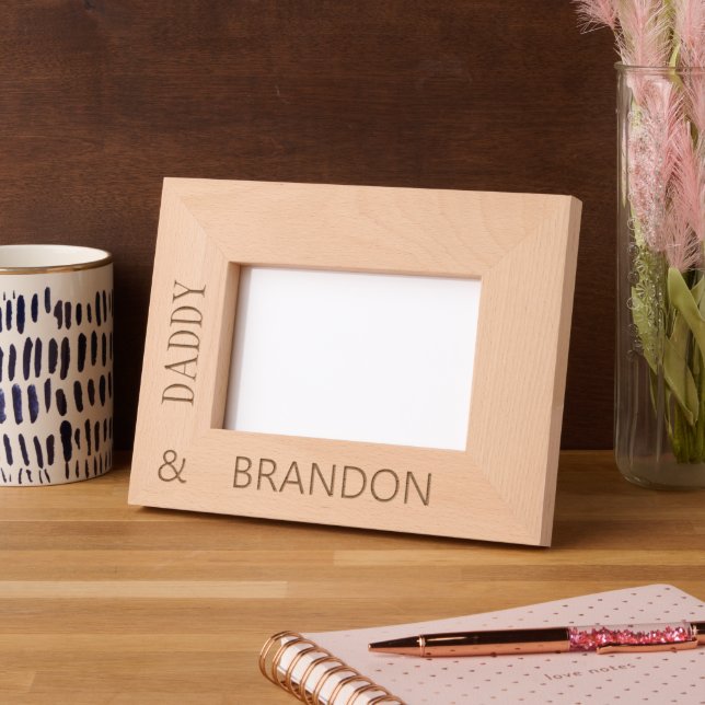 Custom Fun Personalized Photo Of Dad With Child Etched Frames (Left)
