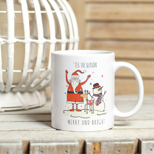 Custom Fun Santa Snowman Reindeer Christmas Hygge Two-Tone Coffee Mug