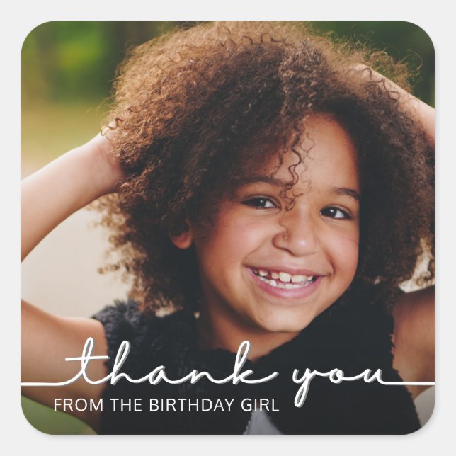 Custom Fun Thank You Photo Birthday Stickers (Front)