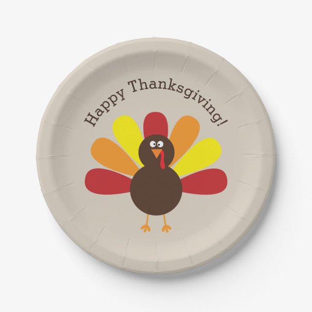 Custom Fun Thanksgiving Turkey Paper Plate (Front)