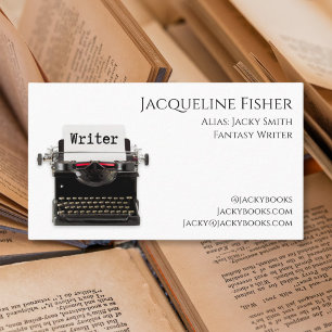 Custom Fun Typewriter Writer With Alias Template  Business Card