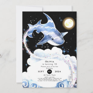Custom Fun Underwater Shark Birthday Invitation