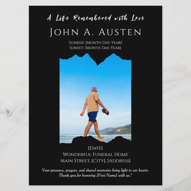 Custom Funeral Program Double-Sided Memorial Card (Front)