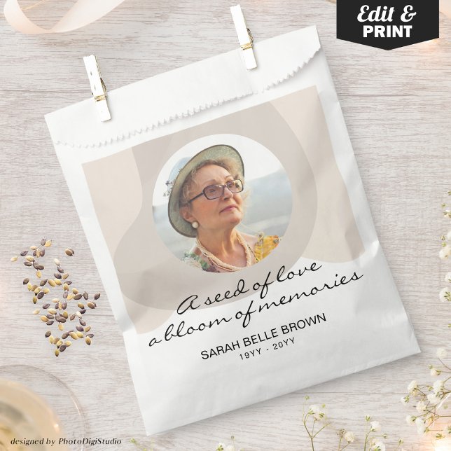 Custom Funeral Seed Packet Favours Memorial Photo  Favour Bag (Custom Funeral Seed Packet Favors Memorial Photo Favor Bag)