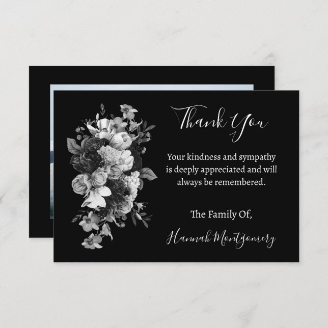 Custom Funeral Sympathy Photo Thank You Cards (Front/Back)