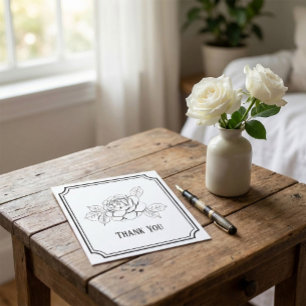 Custom Funeral Thank You Card with Rose Flower