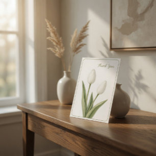 Custom Funeral White Tulips Thank You Card