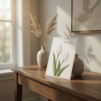 Custom Funeral White Tulips Thank You Card