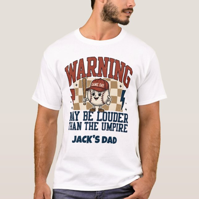 Custom Funny Baseball Dad Shirt Retro Mascot (Front)