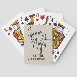 Custom Funny Beige Black Game Night Script Minimal Playing Cards