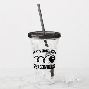 Custom funny billiards pool acrylic tumbler glass