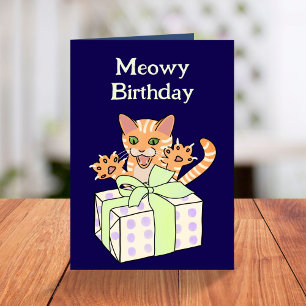 Custom Funny Birthday Cat Cartoon Card